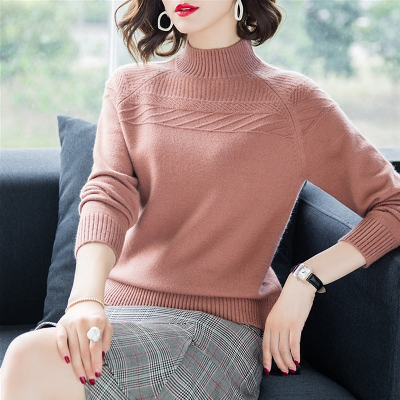 Christmas Gift New 2021 Autumn Winter Pullover Sweater Women O-neck Long Sleeve Casual Knitted Sweater Warm Female Jumper Ladies Black Top P221