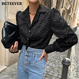 Christmas Gift BGTEEVER Elegant Notched Collar Women Tassels Shirts Blouses 2021 Spring New Single-breasted Female Workwear Shirts Tops Blusas