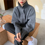 Christmas Gift Hirsionsan Turtle Neck  Autumn Winter Cardigan Sweaters Women Cashmere Single-breasted Soft Loose Solid Female Knited Jumper