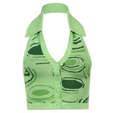 Kukombo Streetwear Fashion Striped Halter Knitted Vest For Women Sexy Backless Slim Outfits Female Tank Tops Autumn Ladies