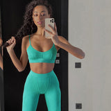 Kukombo Casual Women's Solid Two Piece Set Fitness Sporting Style Sling Slim Skinny Tank Crop Top And Elastic waist Shorts Suit