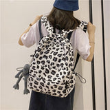 Kukombo 2022 Large Capacity Waterproof Fashion Nylon Women Backpack Female Leopard Print Travel Computer Bags College Girls School Bag