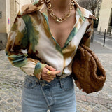 Christmas Gift  New 2021 Y2K Retro Autunm Blouses Shirts Vintage Printed Ink Style Korean Lady Fashionable Stylish Wild Tops BL66049