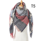 Christmas Gift 2021 New Winter Knitted Scarf Cashmere Pashmina Women Warm Neck Scarves Shawls Plaid Wraps Triangle Stoles Lady Bandana