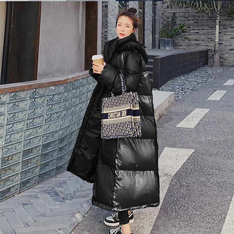 Kukombo 2022 New Down Jacket Women Winter Thicken Style Long Over-the-knee Coat Women Winter Clothes