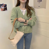 Kukombo Cardigan Women 2022 Spring Sweater Hollow Out Korean Fashion V-Neck Knitted Clothes Purple Long Sleeve Soft Outwears