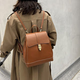 Kukombo Back to school  Designer Fashion Women Backpack Soft PU Leather Touch Multifunction Ladies Shoulder Bag School Backpack For Girls Bagpack Brown