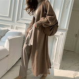 Christmas Gift  New 2021 Women's Autumn Winter Sweaters Elegant Lady Cardigans Oversized Fashionable Lace Up Long Knitwears SWC3517