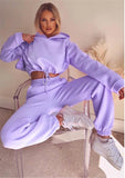 Women's Sweatshirt Set Sports 2 Pieces Set Pullover Hoodies Pants Suit 2023 Sweatpants Trousers Outfits Solid Casual Tracksuit