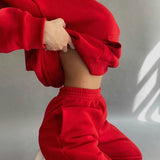 Kukombo Winter Tracksuit Women's Hooded Sweatshirt And Sport Pants 2PCS Outfits Female Casual Woman Jogger Sport Suit Two Piece Set
