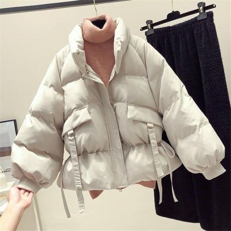 Christmas Gift 2021 New Winter Women's Jacket Thick Warm Bomber Jackets Cotton Padded Parka Coat Female Loose Puffer Parkas Oversize Outwear