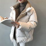 Christmas Gift 2022 Women's Winter Jacket Streetwear Polyester Zipper Straight 3 Solid Color Padded Coat Warm Femme Parka Black Women Clothing