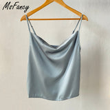 Christmas Gift Msfancy Summer Satin Camisole Women 2021 White Sleeveless Tops Mujer Sexy Strap Basic Tops