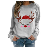 Christmas Gift Women Christmas Printing Sweater Plaid Women Casual Long Sleeve Shirts Blouse Tops Christmas Sweater Holloween Fastival Clothes
