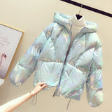 Christmas Gift 2021 New Winter Jacket Women's Parkas Hooded Bread Service Down Cotton Jacket Glossy Parka Warm Padded Cotton Jacket Outwear