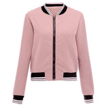 Kukombo solid basic bomber jacket coat spring autumn pink white coat jacket female zipper overcoat outfit tops 2022