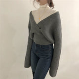 Christmas Gift New 2021 Autumn Winter Women Sweaters Knitting V-neck Cross Wild Fashionable Sexy Pullovers Female Lady Tops SW7777