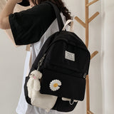 College Student Ladies Cute Backpack Women Flower Female Harajuku School Bags Book Kawaii Backpack Nylon Girl Trendy Bag Fashion K46