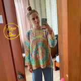 Christmas Gift Aproms Elegant Multi Color Print Oversized Sweater Women 2021 Spring Stretch Knitted Pullovers Streetwear Fashion Loose Jumpers