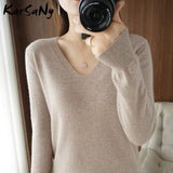 Christmas Gift Women's Sweater Autumn Winter 2021 Pull Femme White Pullover Women Sweaters Warm Soft Women's Jumper V Neck Woman Sweater Loose