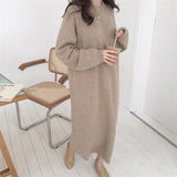Kukombo New Autumn Sweater Women Dress Winter Long Sleeve Sweaters Knitted Dresses Womens Warm Loose Maxi Oversize Knitting Robe Vestido