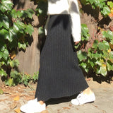 Kukombo New 2023 Autumn Winter Women Skirts Knitting Straight Korean Style Split Harajuku Elegant Vintage Long Skirts
