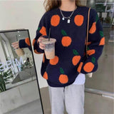 Christmas Gift Autumn and Winter New Sweater Pullover, Cherry Pattern Long Sleeve Sweater, Retro Sweet Beauty High Collar Knitted Pullover