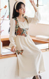 Kukombo French Romantic Dresses For Women 2022 Autumn Oil Painting Retro French Lace Square Collar Dress Elegant Robe Femme Vestidos