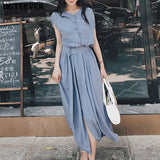 Christmas Gift BGTEEVER Elegant Single-breasted O-neck Women Midi Dress Short Sleeve Belted Slim Waist Female Dress Workwear Vestidos Femme