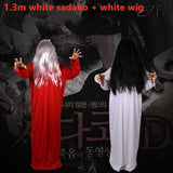 Halloween Kukombo Halloween Carnival Party Adult Cosplay Sadako Costume Female Masquerade Ghost Bride Horror Vampire Make-Up Outsuits Props