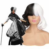 Halloween Kukombo 2022 New Movie Evil Madame Cruella De Vil Costume Women Cosplay Gown Black White Maid Dress Halloween Party Fancy Dress Wig