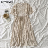 Christmas Gift BGTEEVER Vintage Single-breasted Floral Print Women Dress 2021 Summer V-neck Lace-up Female Dress Elegant A-line Vestidos Femme