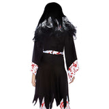 Kukombo Halloween Cosplay Horror Costumes Suit Women Blood Handprint Nun Priest Fear Game Character Cos Black Gloomy Rhomboid Vintage