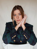Kukombo Vintage Elegant Plaid Skirt Suits Women Fashion Double Breasted Cropped Blazers Side Buttons Mini Skirts Suits