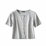 Kukombo Summer Crop Top Women Graphic T Shirts Vintage Short Button Up Shirt Elegant Graphic Tees Women Cute Tops Green 2022 New