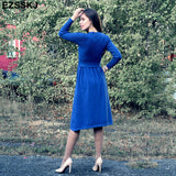 Christmas Gift 2021autumn winter v-neck maxi sweater dress women OL female long sweater dress with belt elegant a-line solid slim dress