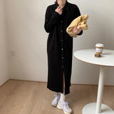 Christmas Gift straight autumn winter loose long sweater dress women split side long  oversize maix sweater dress female basic dress