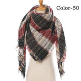 Christmas Gift 2021 New Winter Knitted Scarf Cashmere Pashmina Women Warm Neck Scarves Shawls Plaid Wraps Triangle Stoles Lady Bandana