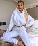 Women's Sweatshirt Set Sports 2 Pieces Set Pullover Hoodies Pants Suit 2023 Sweatpants Trousers Outfits Solid Casual Tracksuit