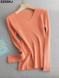 Christmas Gift 2021 basic v-neck solid autumn winter Sweater Pullover Women Female Knitted sweater slim long sleeve badycon sweater cheap