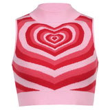 Christmas Gift HEYounGIRL Heart Sleeveless Knitted Crop Top Sweater Vest Summer Pink Casual 90s Pullover Knitwear Fashion Streetwear 2021