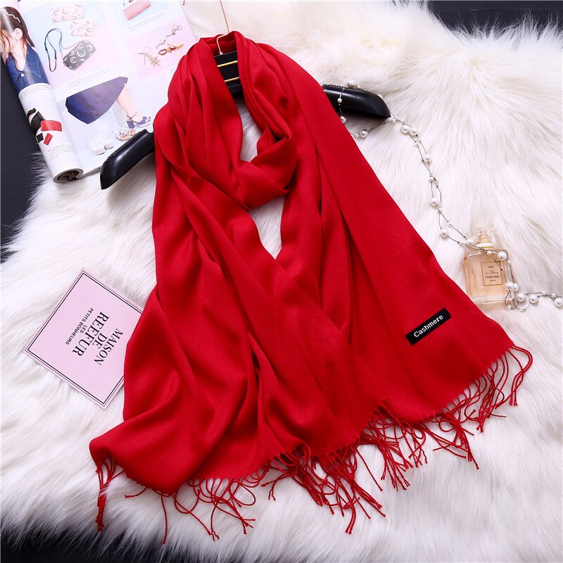 Christmas Gift 2021 women scarf solid cashmere scarves lady shawls and wraps winter head scarf pashmina long size foulard hijab wholesale