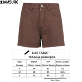 Kukombo Casual Solid Straight Shorts Women 2022 Fashion Brown Pocket High Waisted Bottoms Streetwear Ladies Sweet Harajuku Lady