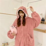 Christmas Gift Pajamas cute cartoon dinosaur coral velvet pajama autumn and winter thickened and padded long fashion home wear two sets nightgo