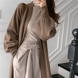 Christmas Gift  New 2021 Women's Autumn Winter Sweaters Elegant Lady Cardigans Oversized Fashionable Lace Up Long Knitwears SWC3517
