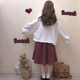 Kukombo Christmas Plaid Skirts Women Spring Autumn New High Waist Red Skirts Female Sweet Korean Loose Long Skirt