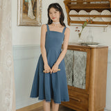 Kukombo Dresses For Women 2022 Blue Gentle And Wild Sleeveless Sling Dress Summer French Fashion Retro First Love Dress