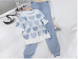 Christmas Gift Fashion Sweet Lovely Beaded Ageing Hoodie with Sleeves + High Waist Double Pocket Lace-up Pants Women's Knitted Two-Piece Set