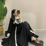 Kukombo  Vintage Lolita Dress Women Black Patchwork Gothic Fairy Midi Dresses Female Elegant Kawaii Princess Korean Party Dress 2022 Fall