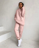 Christmas Gift Hirsionsan Soft Cotton Fleece Women Sets Autumn Winter Thicken Warm Hoodie Sweatshirts and Pants Two Piece Sets Ladies Tracksuit